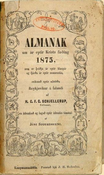 Forsíða Almanaksins 1875